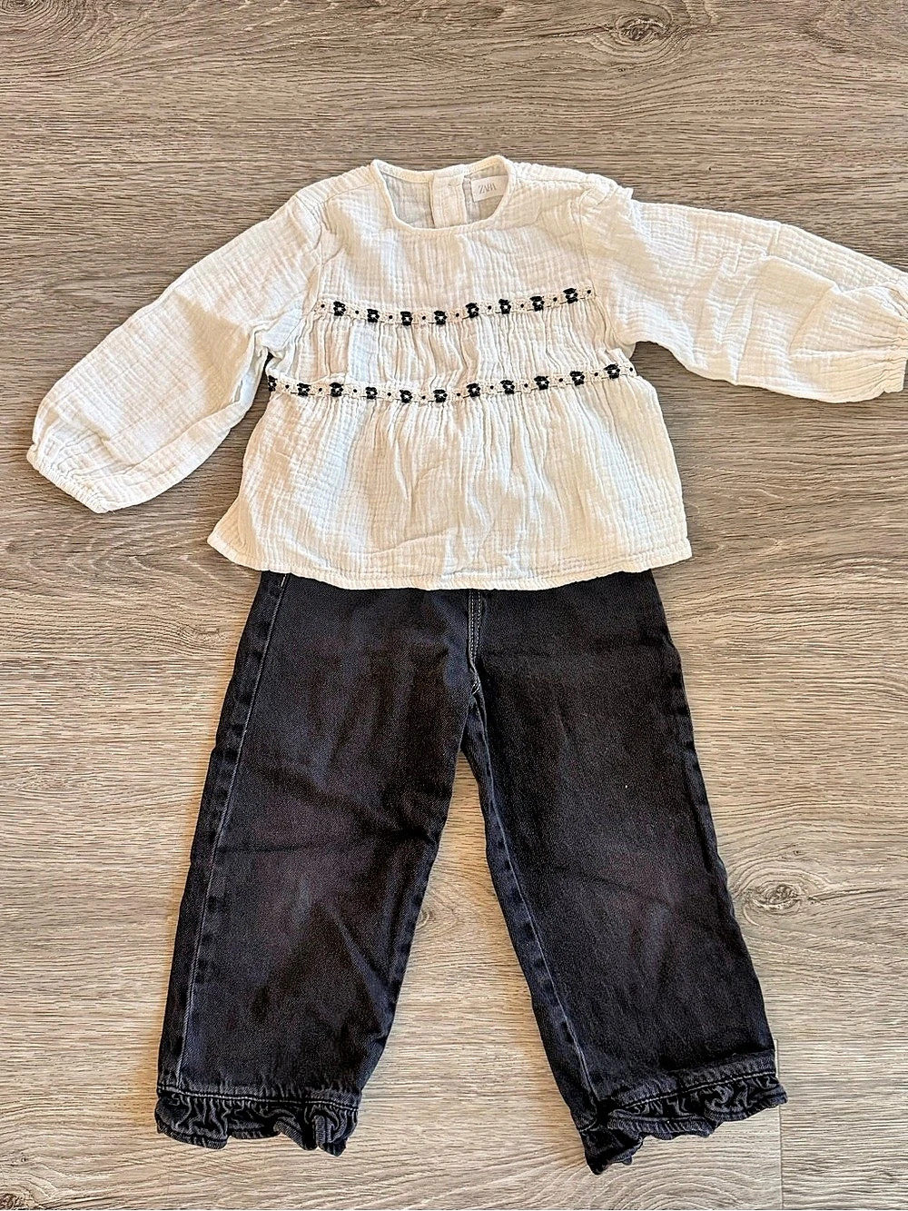 Zara Floral Matching Set in Black & White Baby 4T, 5 T